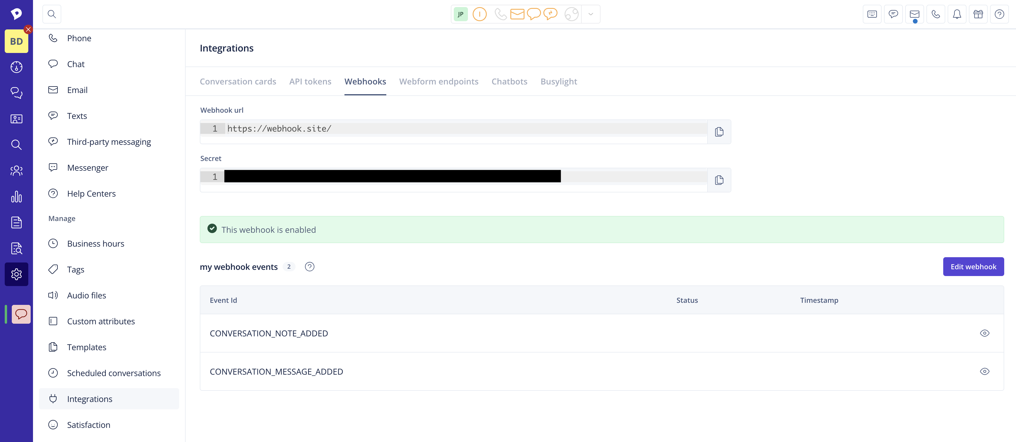 Webhook Added